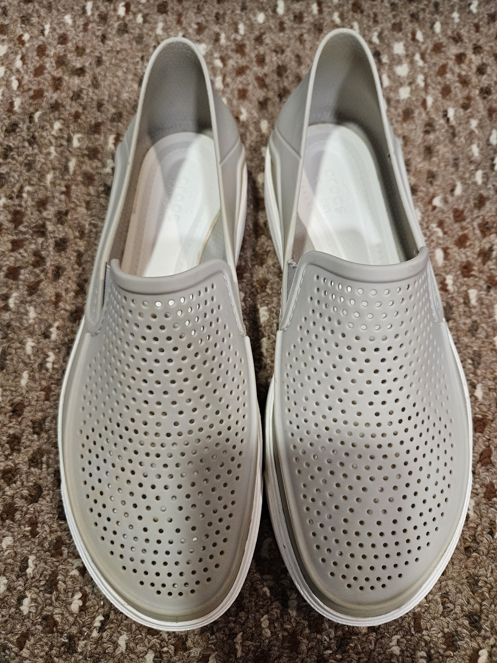 CROCS Women's Perforated Slip-On Loafers in Light Gray